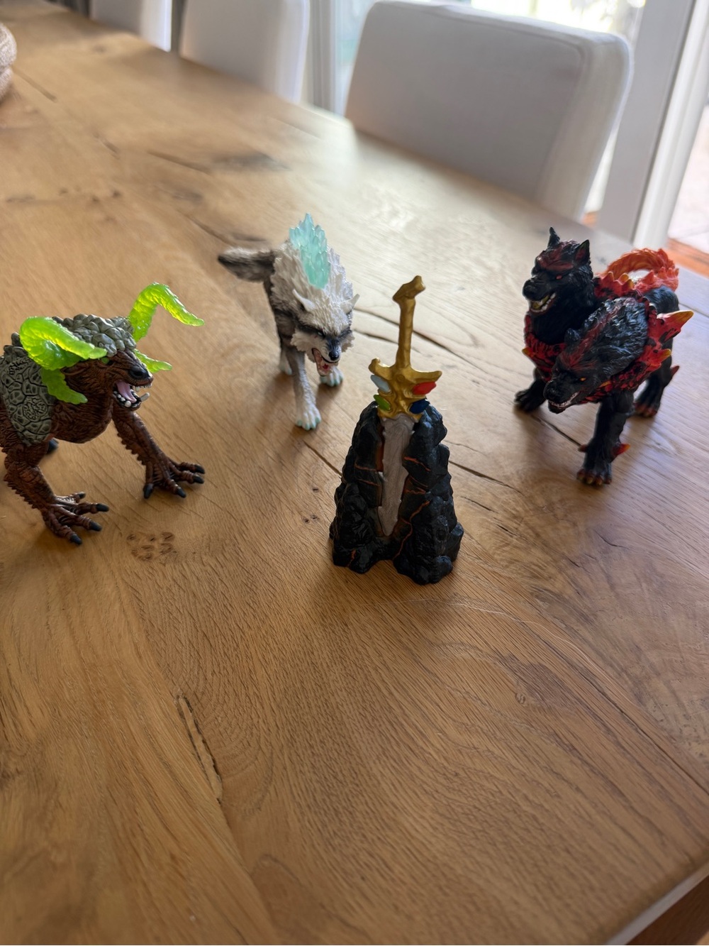 Schleich Fantasy Creature Pack with Glowing Green, White & Black Figures